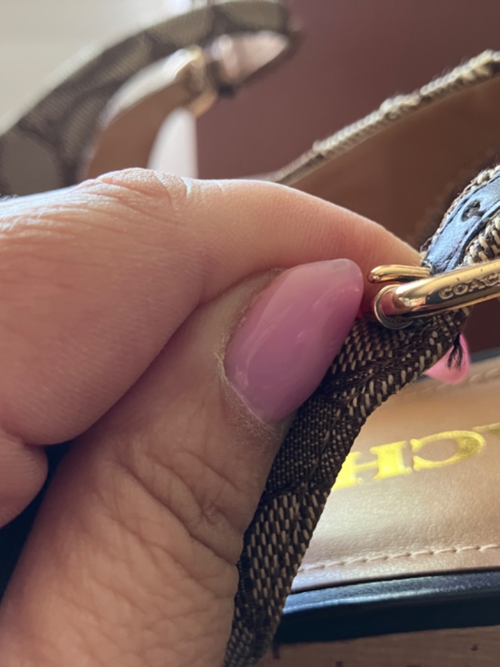 NEARLY NEW Coach Logo Cork Peep Toe Wedge - Picture 6 of 14